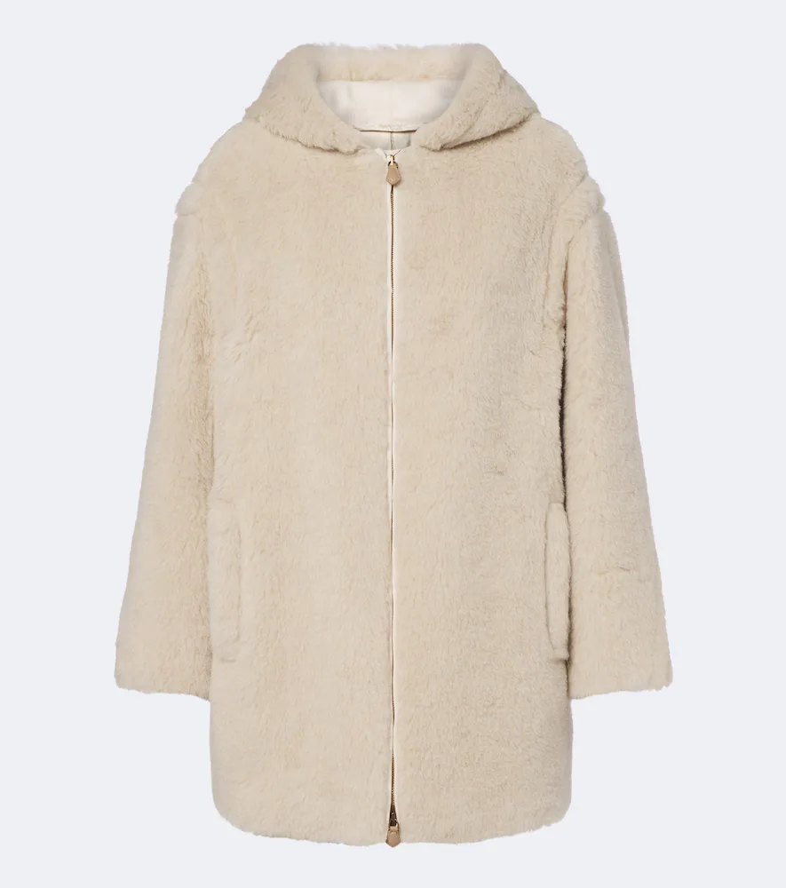Hooded Alpaca, Wool, and Silk Zip-Up Coat by Max Mara