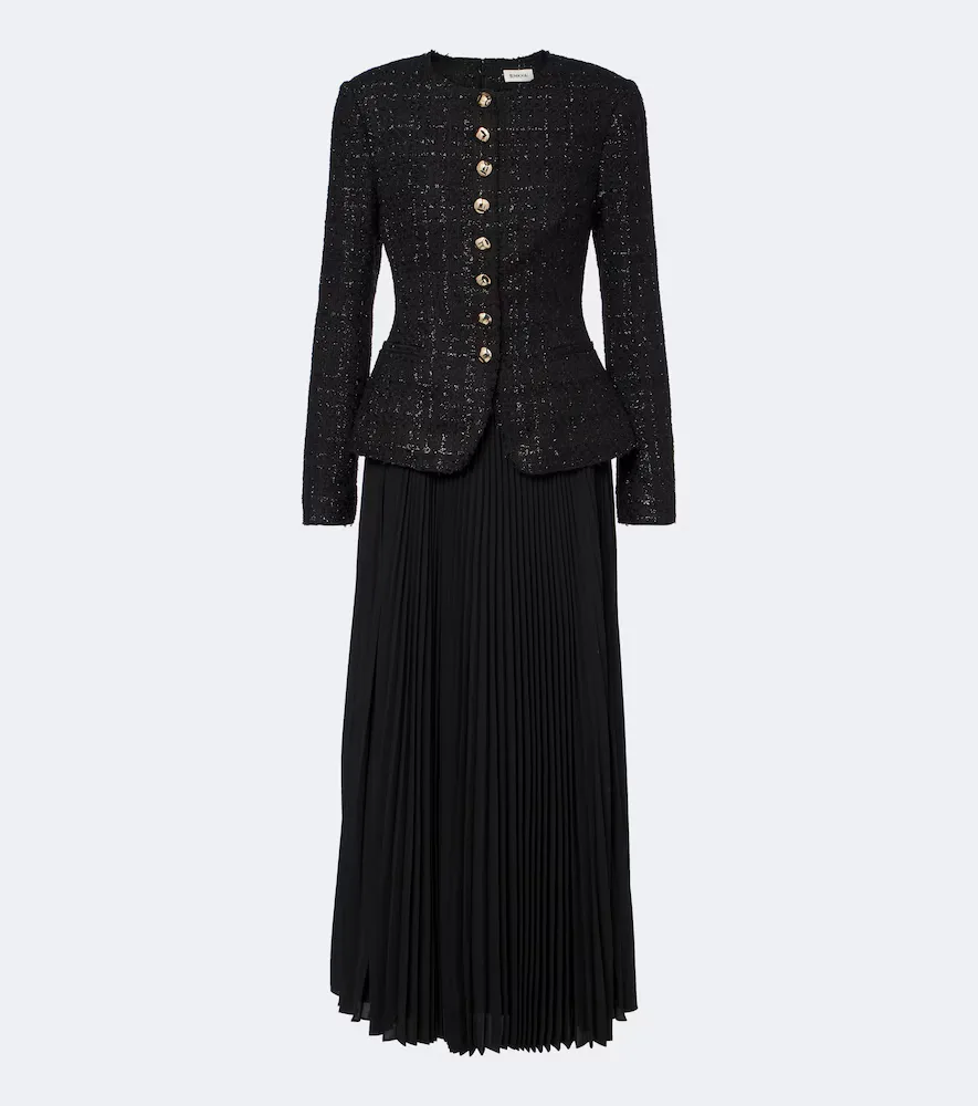 Claudina Pleated Tweed Lam Blazer Dress by Simkhai