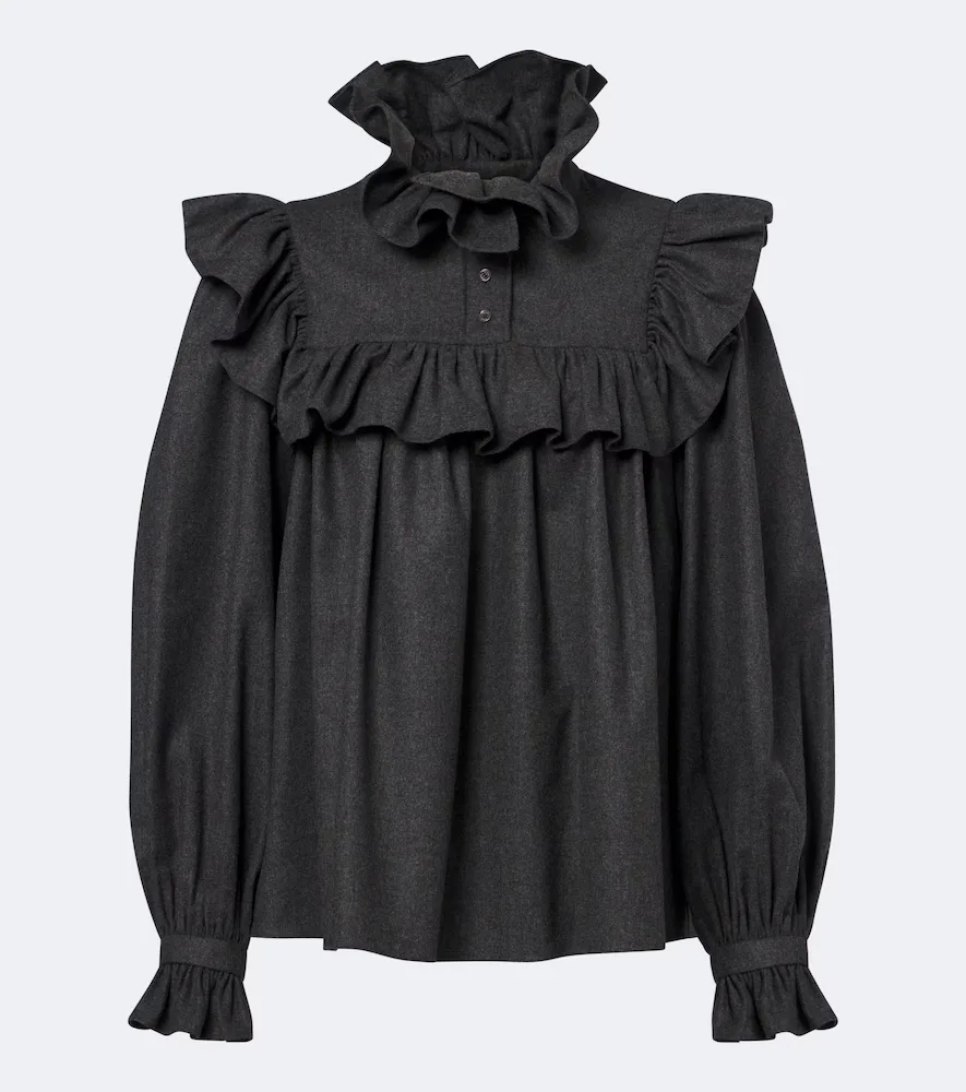 Ruffled Wool and Cashmere Flannel Blouse by Chloé