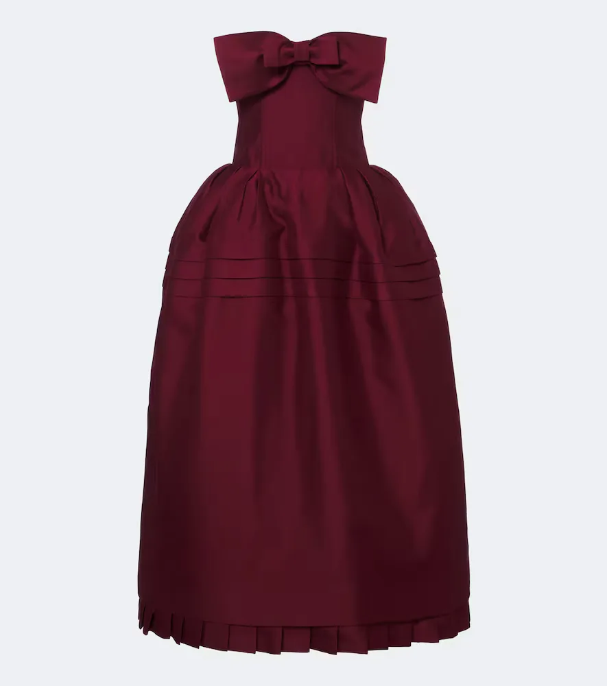 Bow-Detail Wool and Silk Blend Bustier Dress by Shushutong
