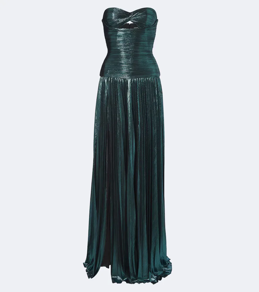 Monterey Cutout Strapless Lam Bustier Gown