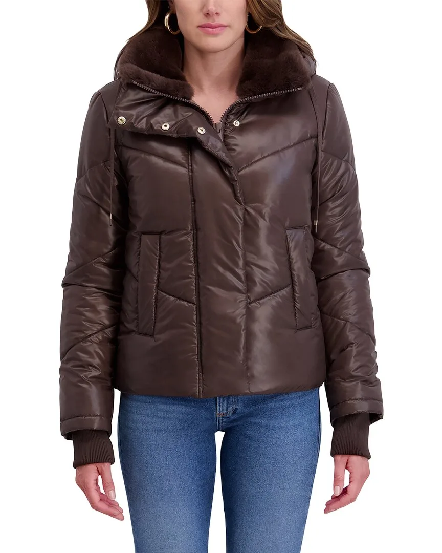Mixed Quilt Puffer Jacket by Kensie