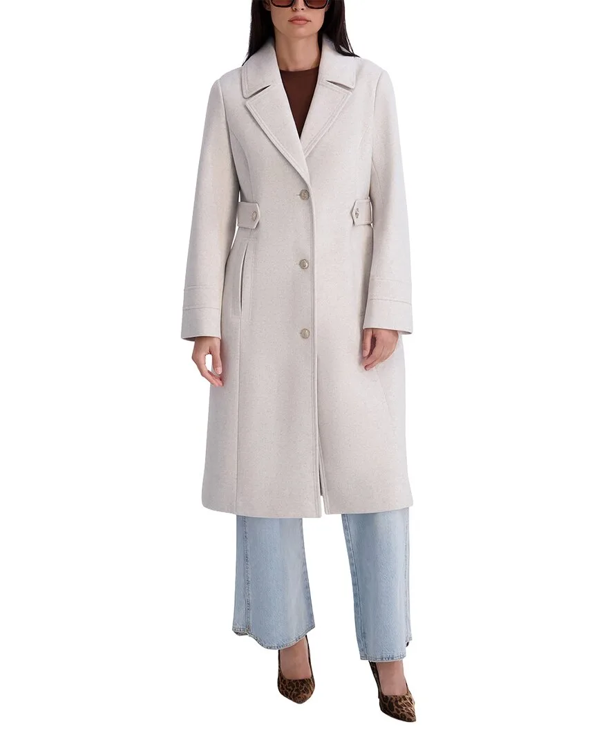 Faux Wool Tailored Longline Coat by Kensie
