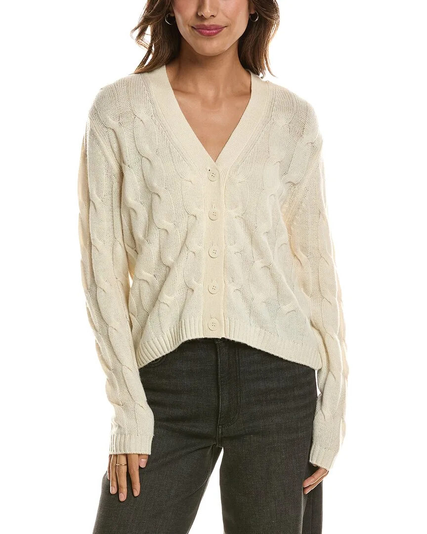 Cable V-Neck Wool & Cashmere-Blend Cardigan