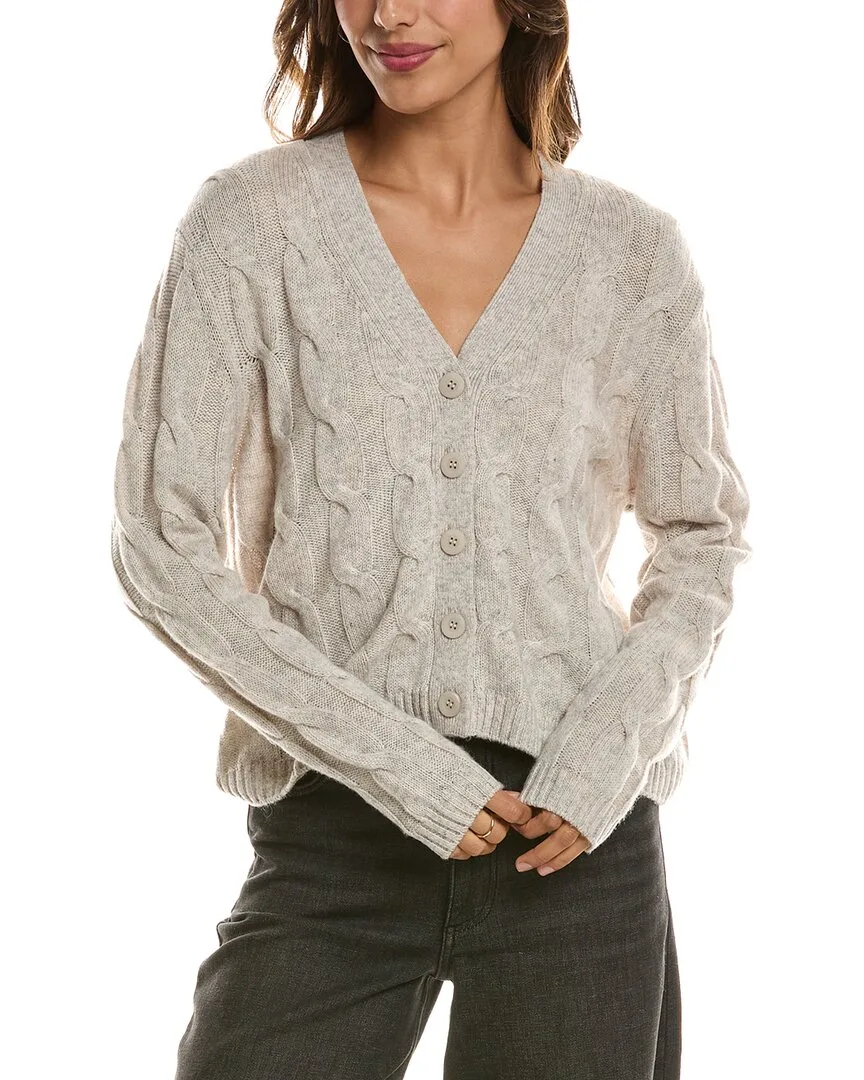 Cable V-Neck Wool & Cashmere-Blend Cardigan