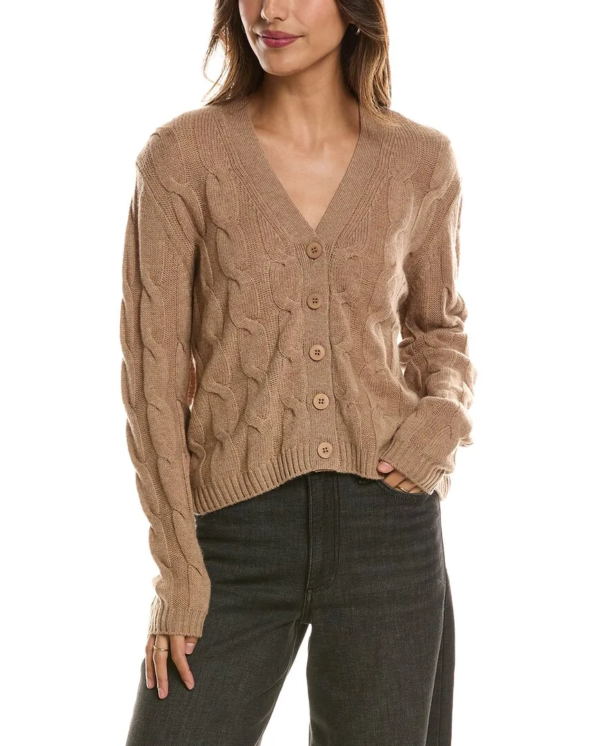 Cable V-Neck Wool & Cashmere-Blend Cardigan