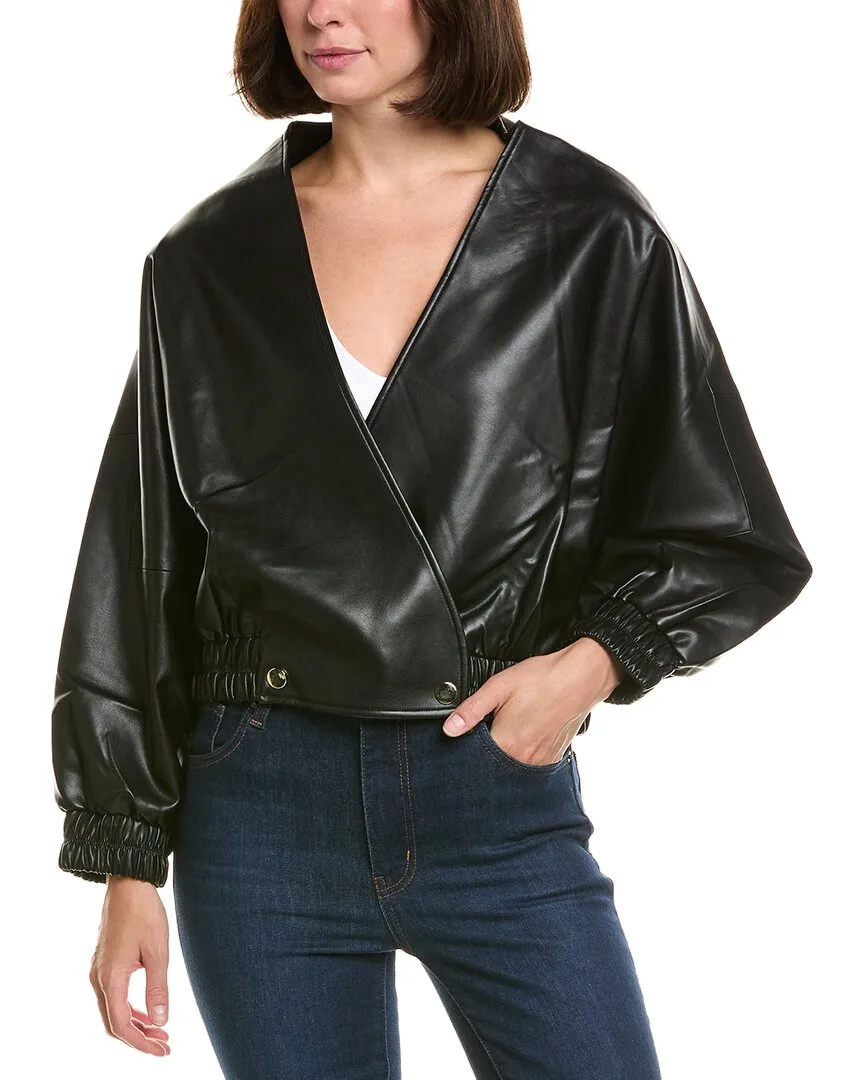 Wrap Faux Leather Jacket by La Fiorentina