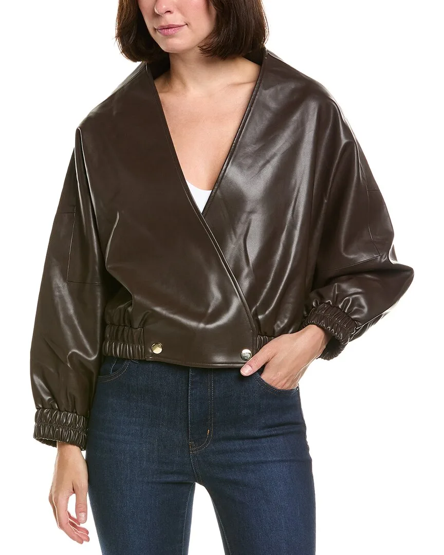 Wrap Faux Leather Jacket