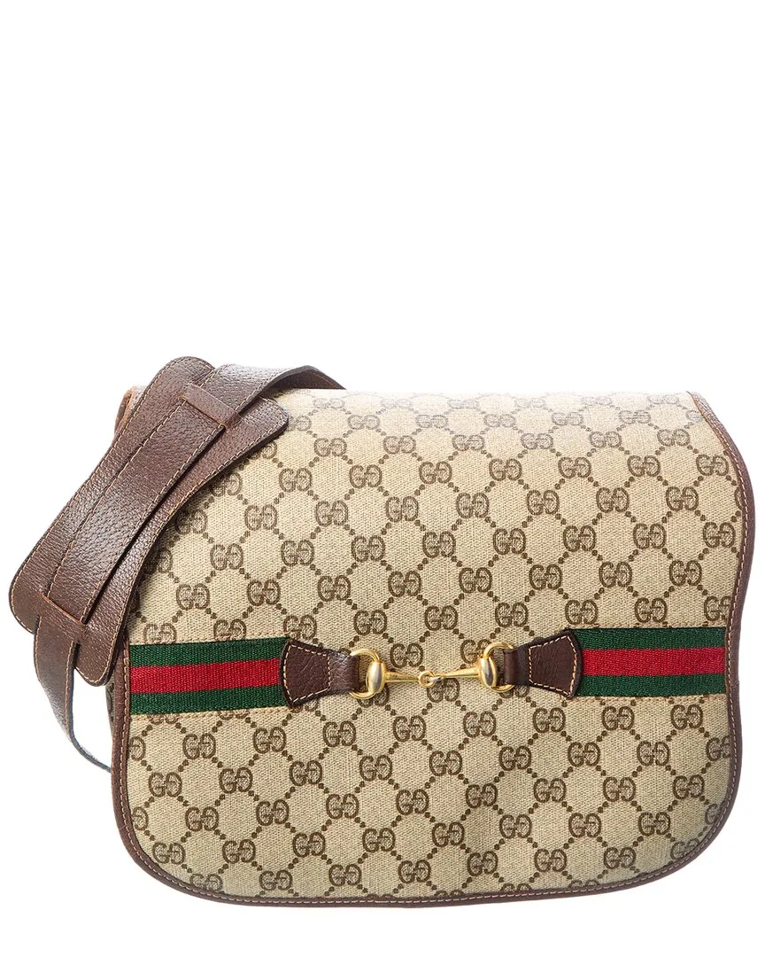 Neutral Gg Canvas & Leather Horsebit Flap Bag (authentic Pre-Loved) by Gucci