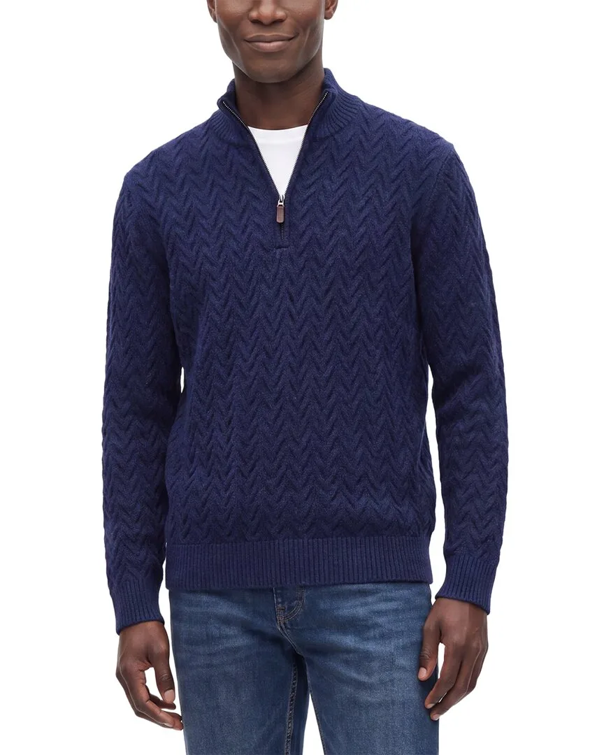 100% Cashmere Cable 1/4-Zip Sweater by Forte