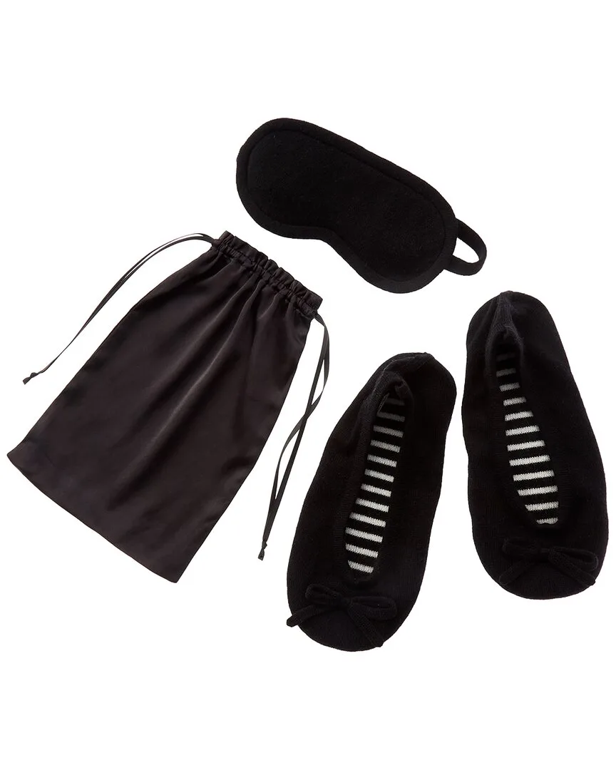 Cashmere Ballet Slipper & Eye Mask Set with Drawstring Pouch by Sofia Cashmere