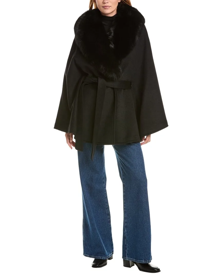 Shawl Collar Wool-Blend Cape Coat by Sofia Cashmere