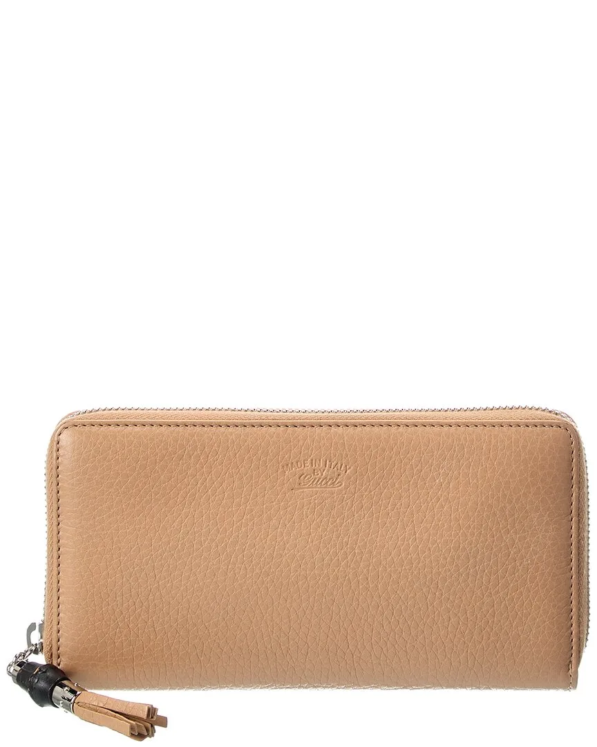 Pink Leather Bamboo Around Long Wallet (authentic Pre-Loved) by Gucci