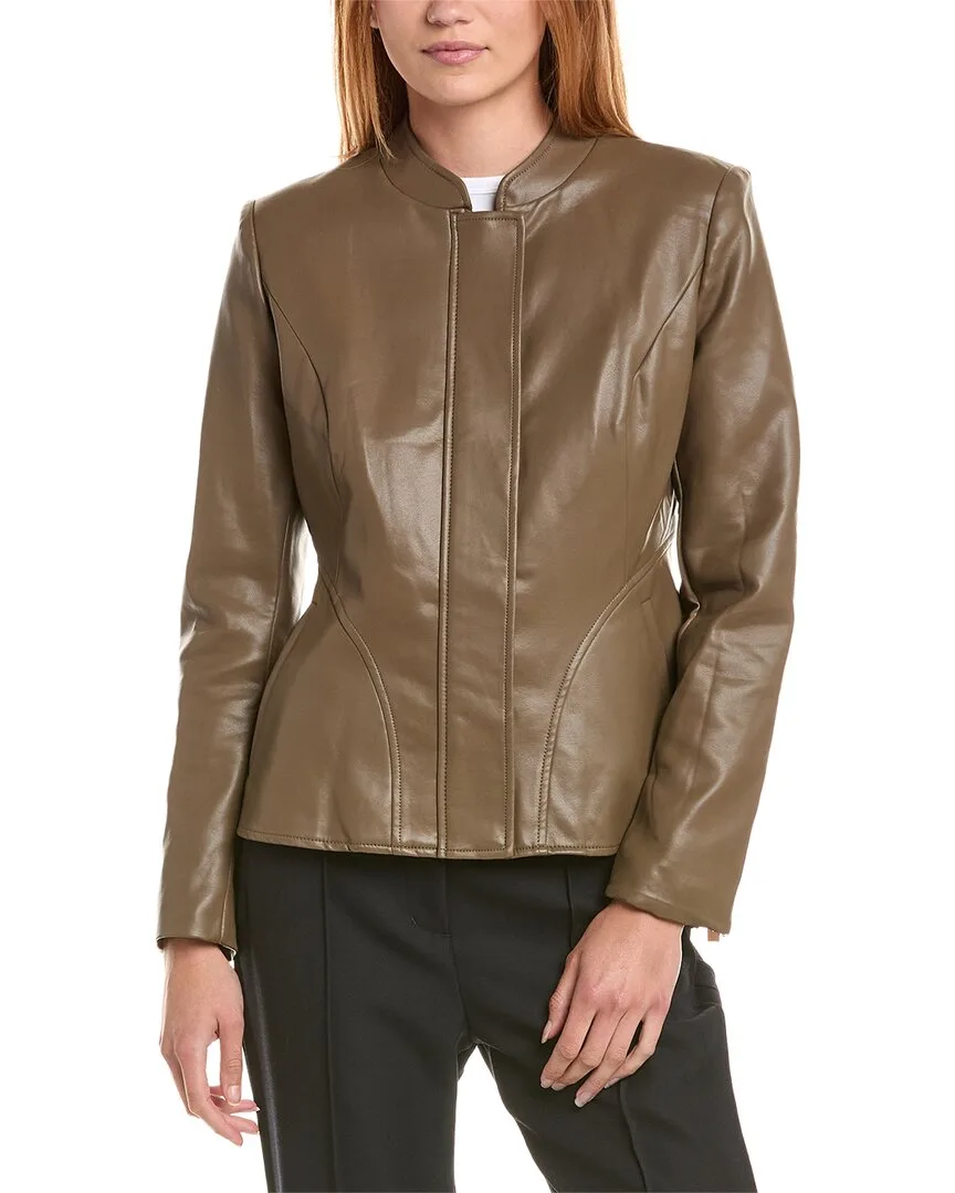 Peplum Faux Leather Jacket