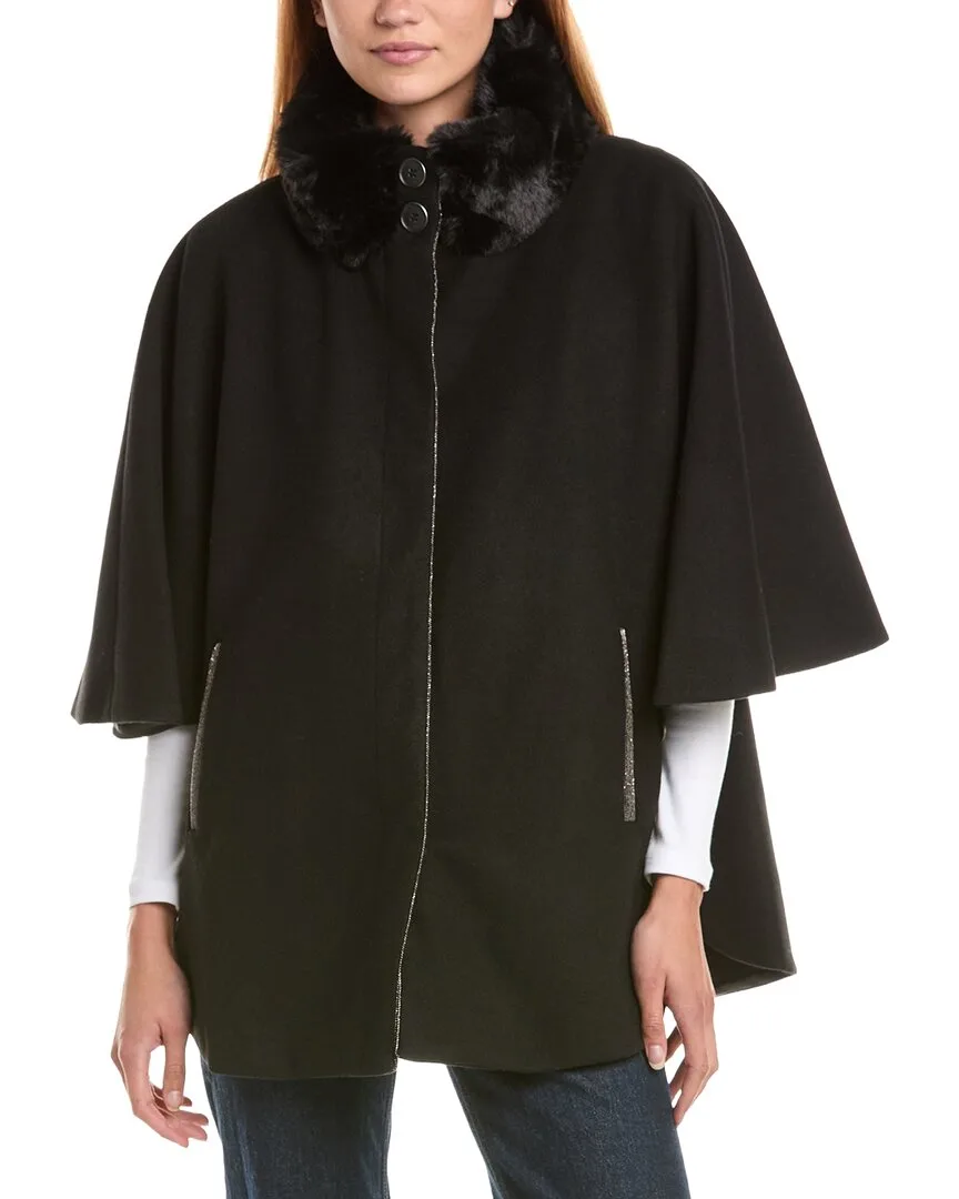 Button Front Collar Cape by Via Spiga