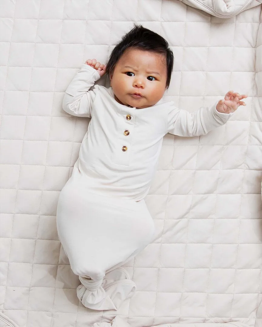 Cream Puff Knotted Gown with Buttons by Bums & Roses