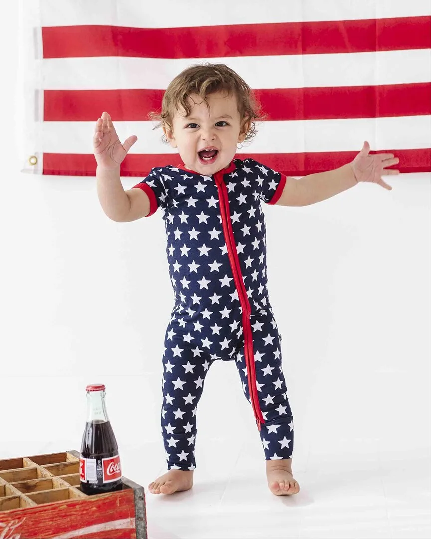 Navy Star Short Sleeve Romper by Bums & Roses