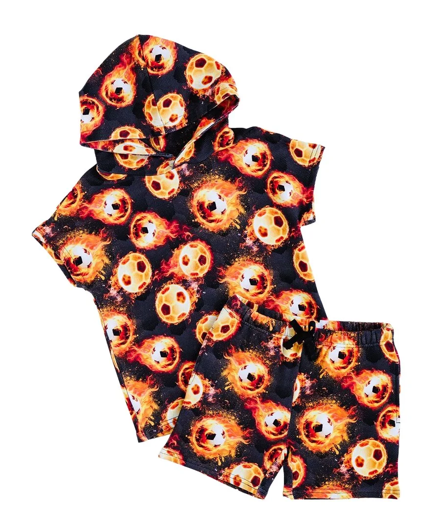 Blazing Goals Hooded T-Shirt & Shorts by Bums & Roses