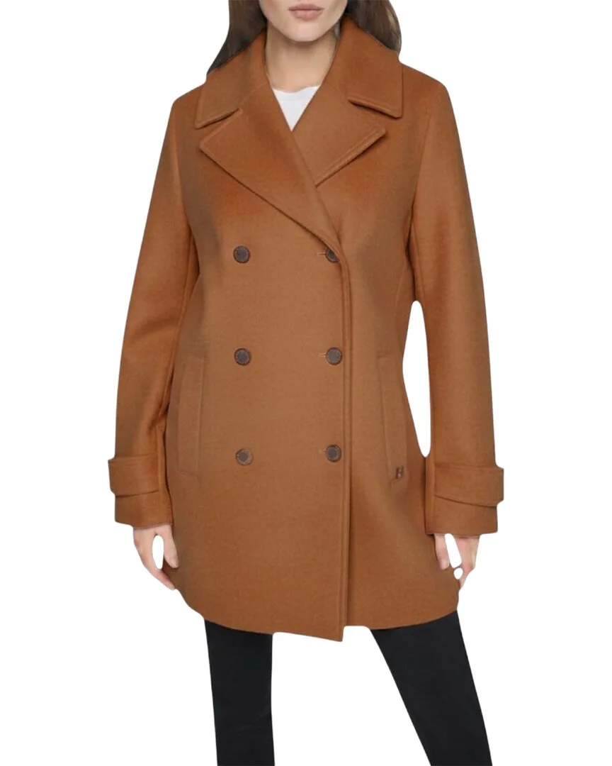 Faux Wool Pea Coat by Halston