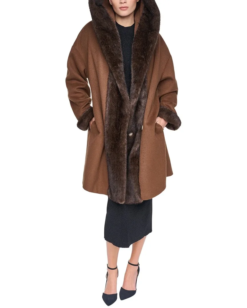 Down Puffer W/ Faux Mink Fur Trim by Halston