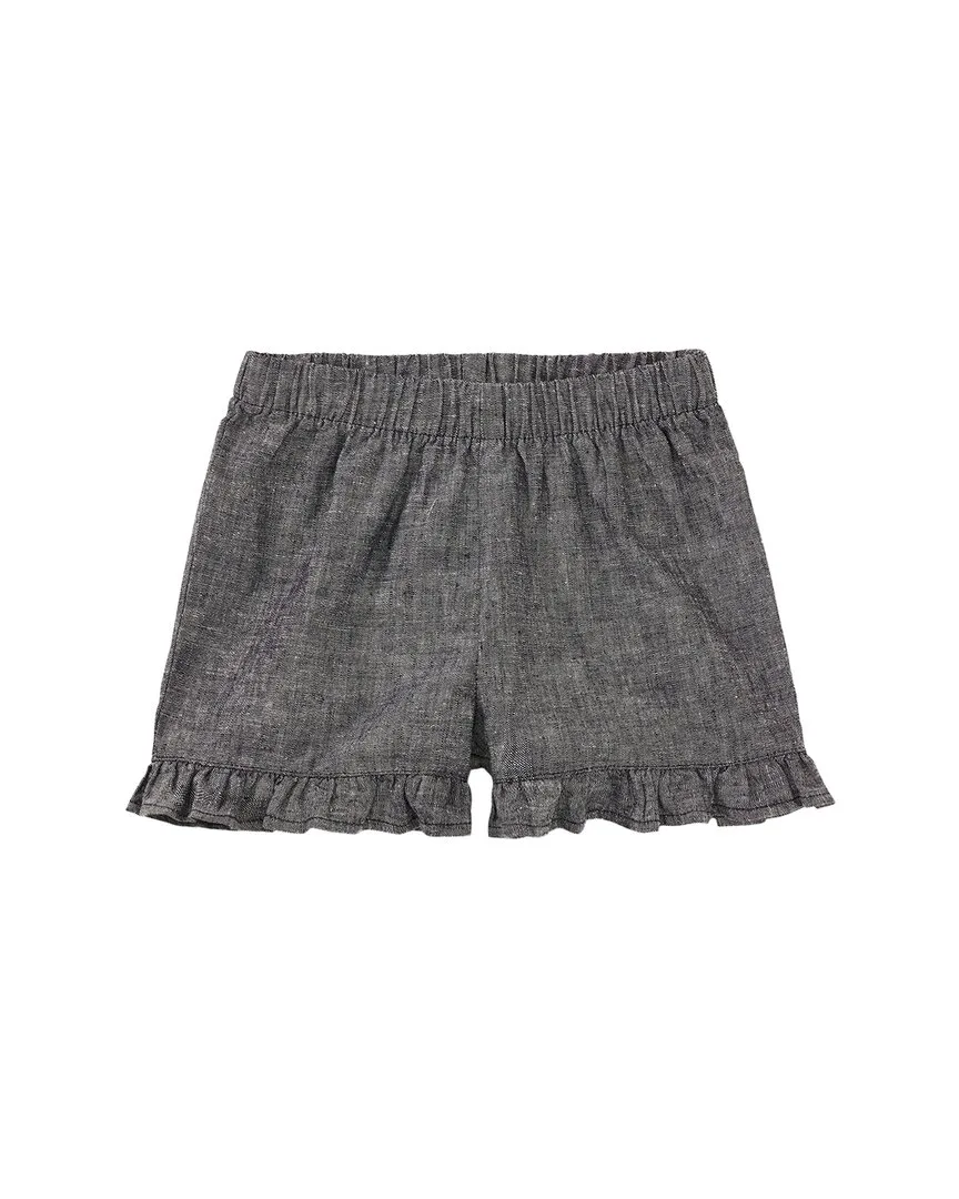 Chambray Ruffle Hem Baby Short by Tea Collection
