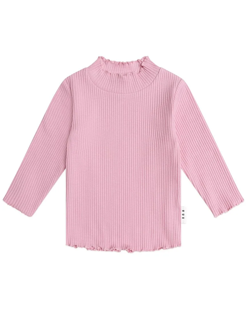 Pink Rib Skivvy Top by Huxbaby