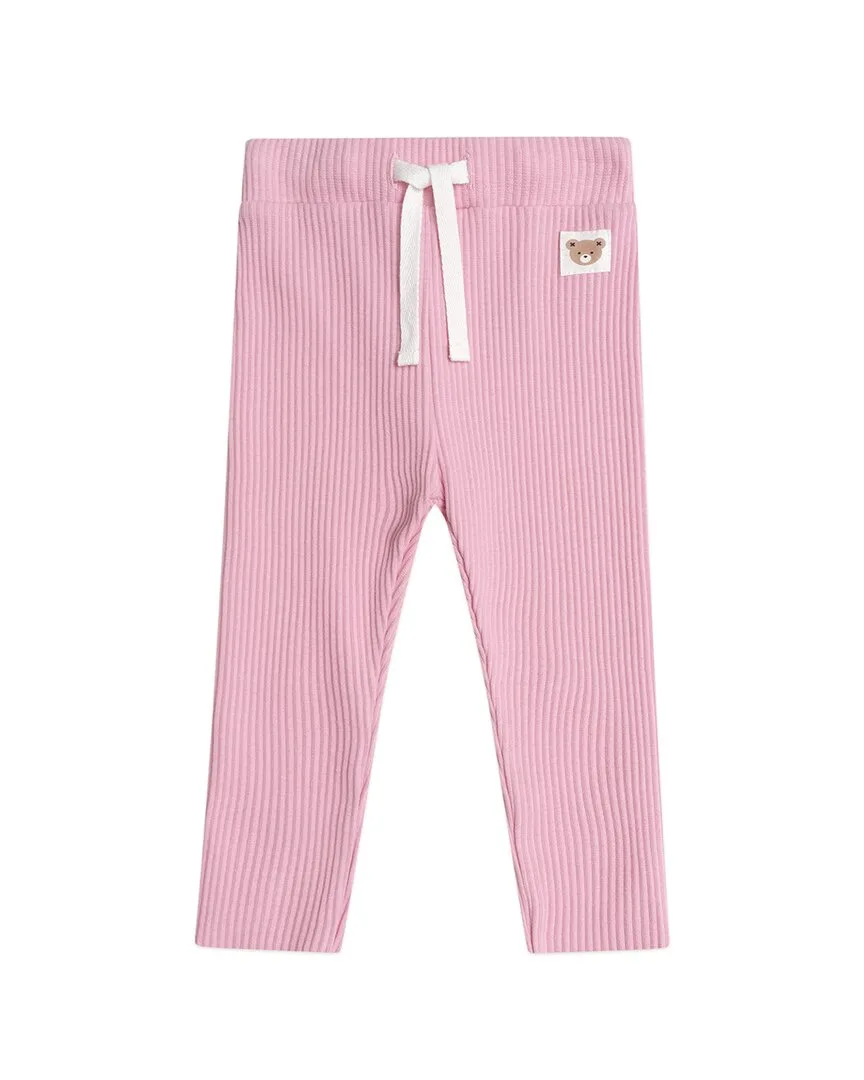 Pink Rib Legging by Huxbaby