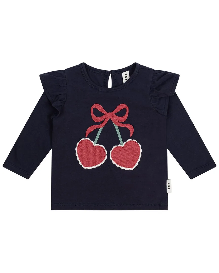 Cherry Heart Frill Top by Huxbaby