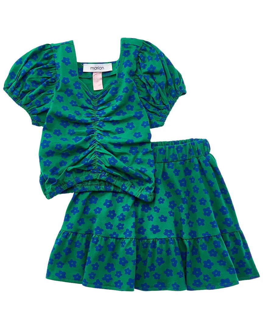 2Pc Floral Top & Skirt Set by Marion