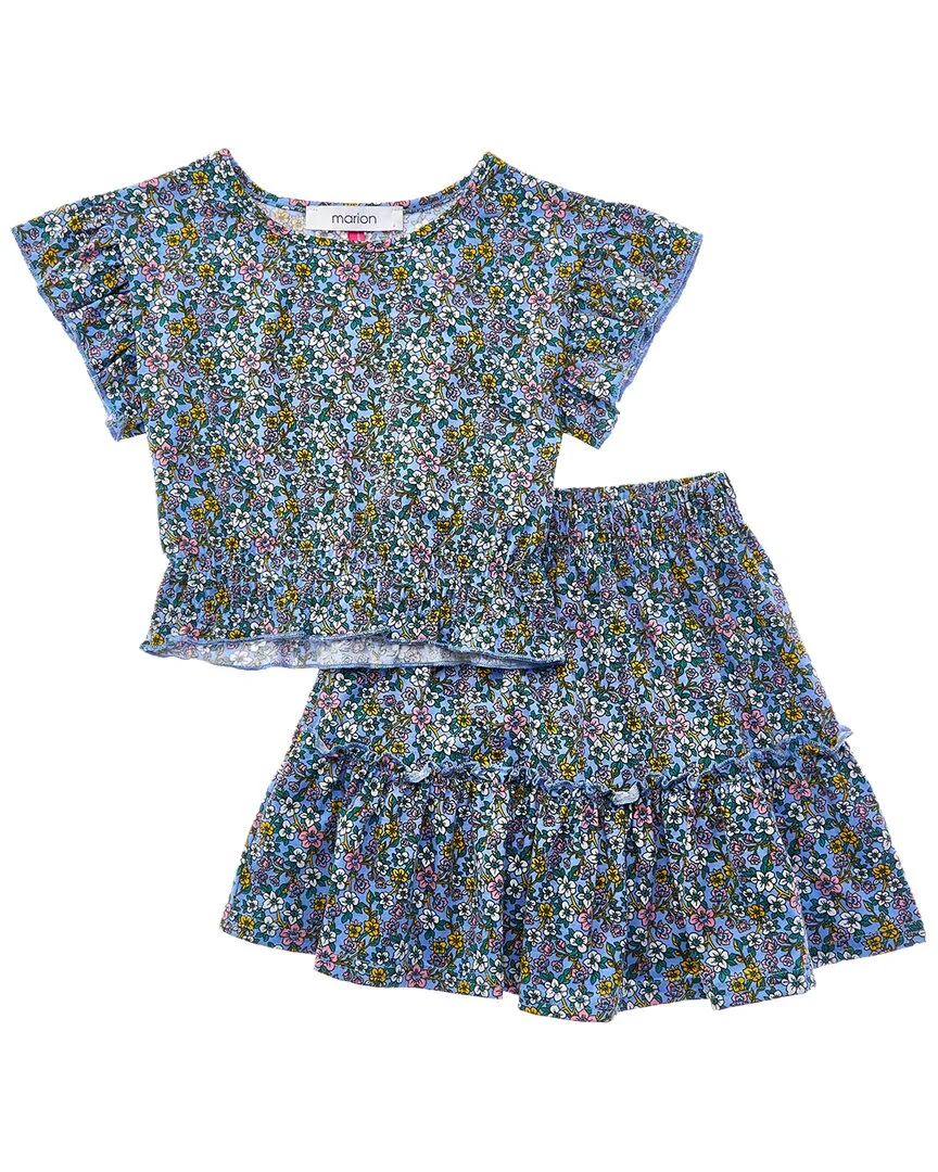 2Pc Floral Top & Skirt Set by Marion