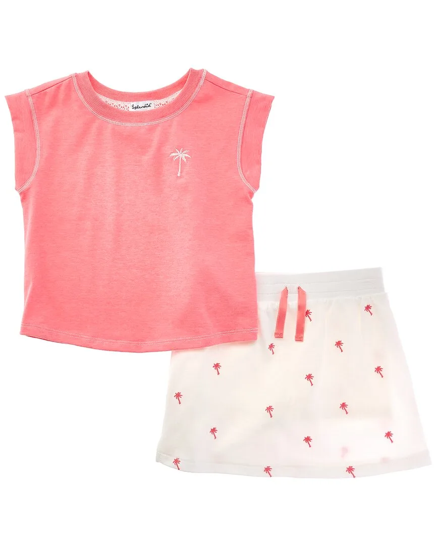 2Pc Tropical Palm T-Shirt & Skirt Set by Splendid