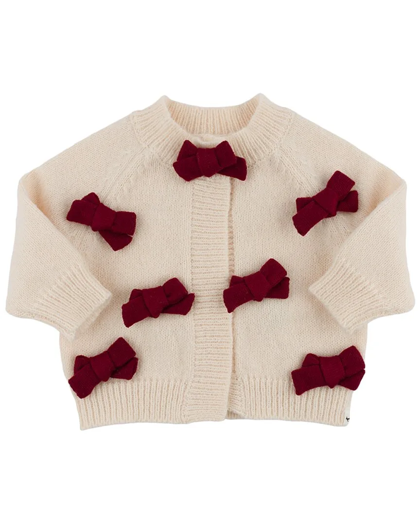 Scandi Cardigan with Berry Red Bows by Oh Baby