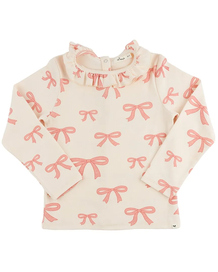 Pink Bows Baby Rib Emily Tee by Oh Baby