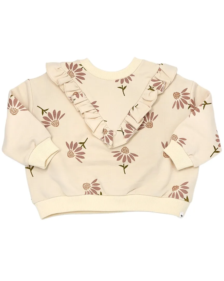 Cone Flowers Print V-Ruffle Slouch Sweatshirt by Oh Baby