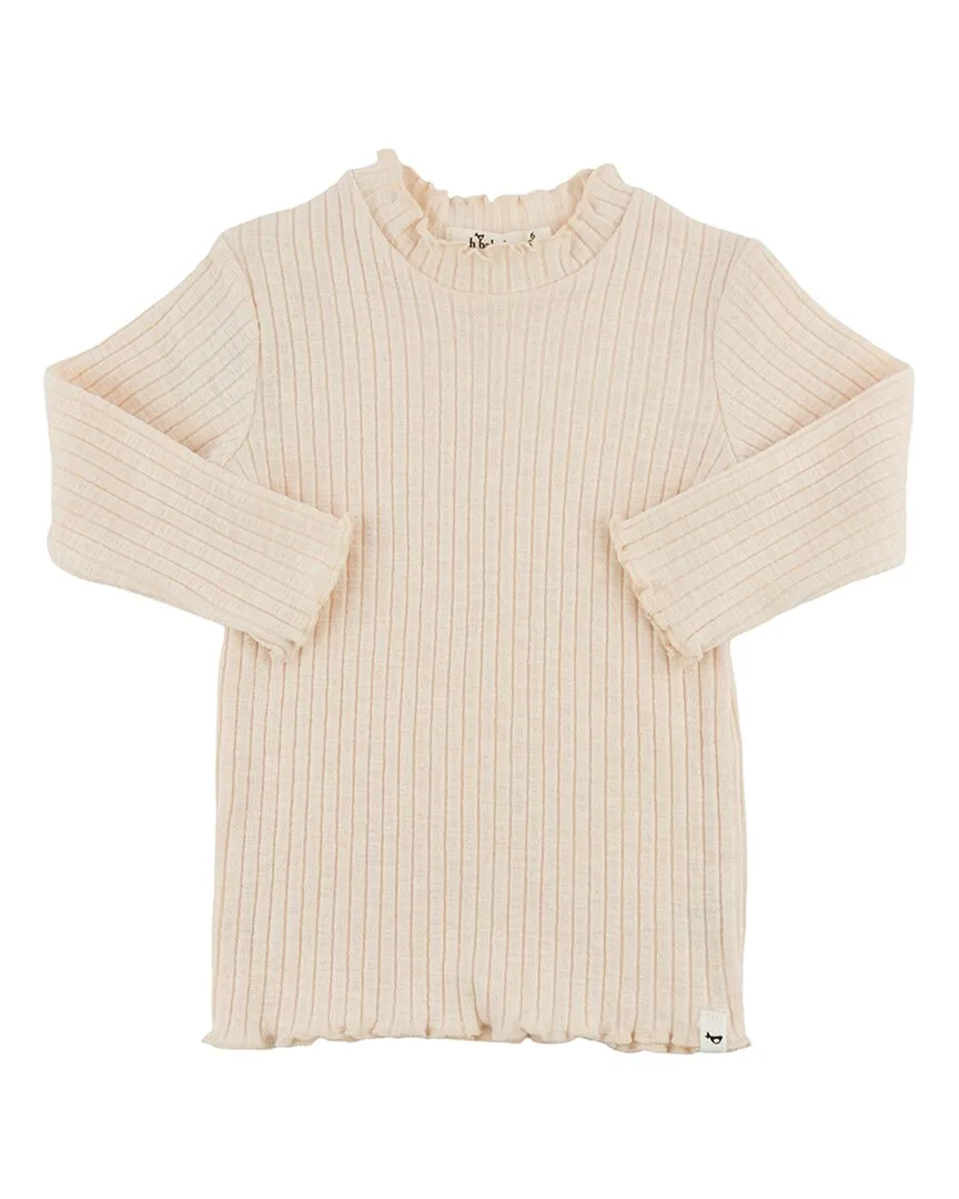 Wide Rib Lettuce-Edge Mock Neck Top by Oh Baby