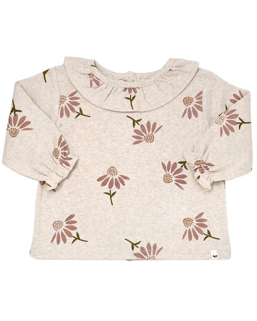 Cone Flowers Print Ruffle Neck Blouse by Oh Baby