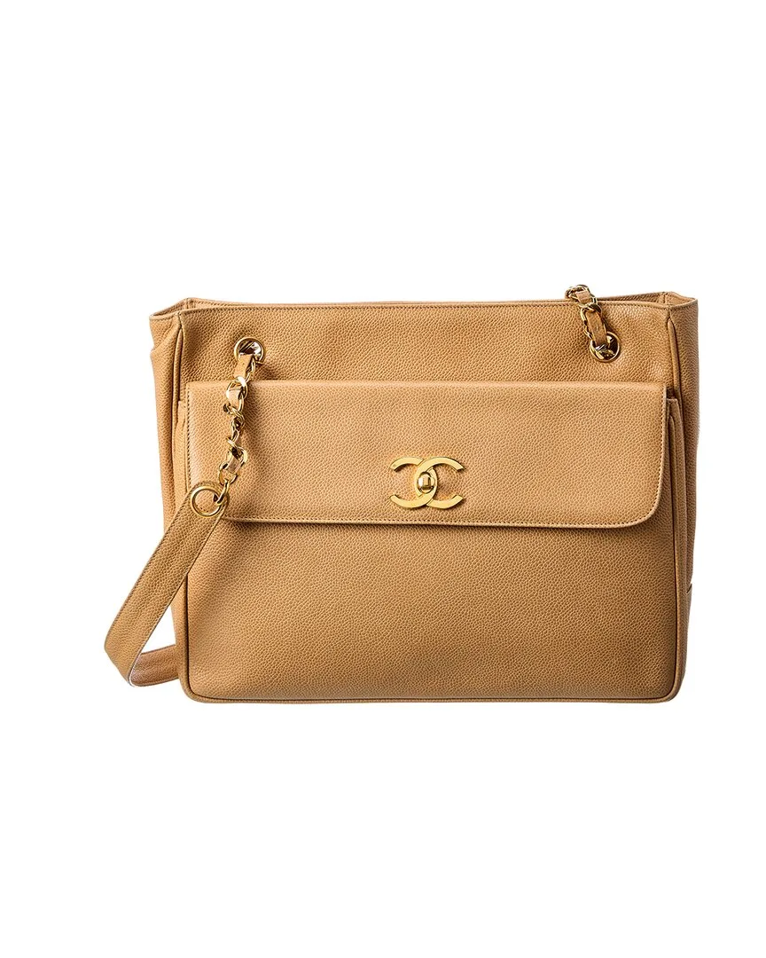 Chanel Beige Caviar Leather Coco Mark Tote (authentic Pre-Loved) by CHANEL