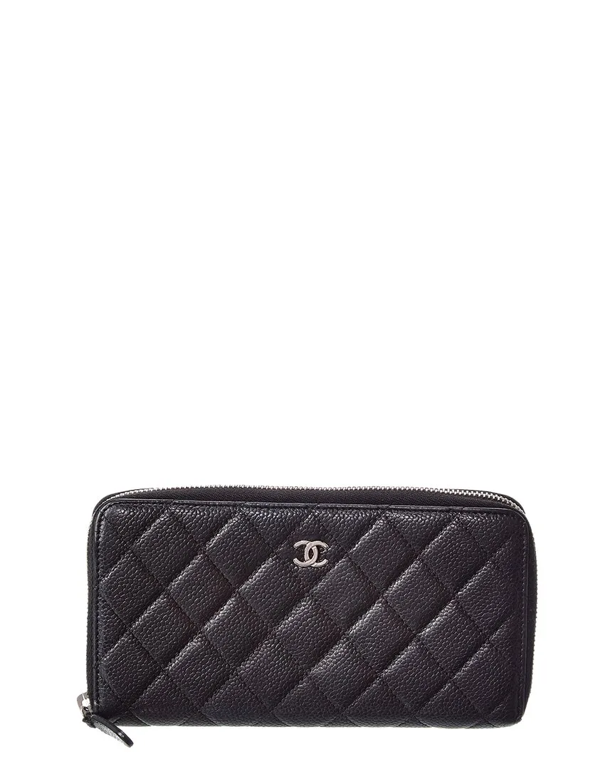 Chanel Black Leather Classic Zip Around Wallet (authentic Pre-Loved) by CHANEL