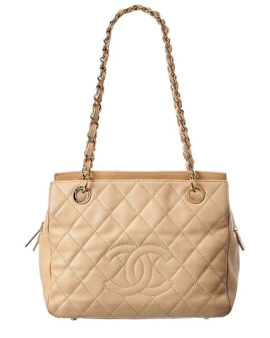 Beige Caviar Leather Chain Shoulder Bag (authentic Pre-Loved) by CHANEL