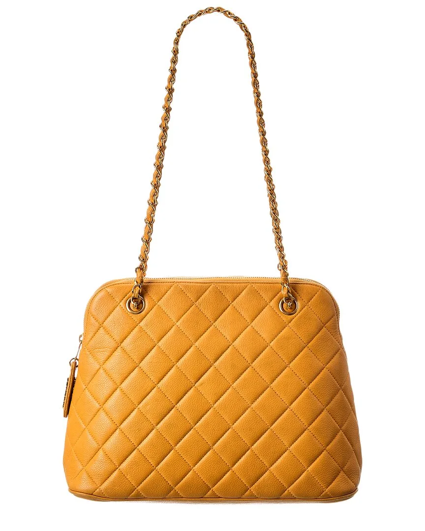 Yellow Lambskin Quilted Lambskin Matelasse Shoulder Bag (authentic Pre-Loved) by CHANEL