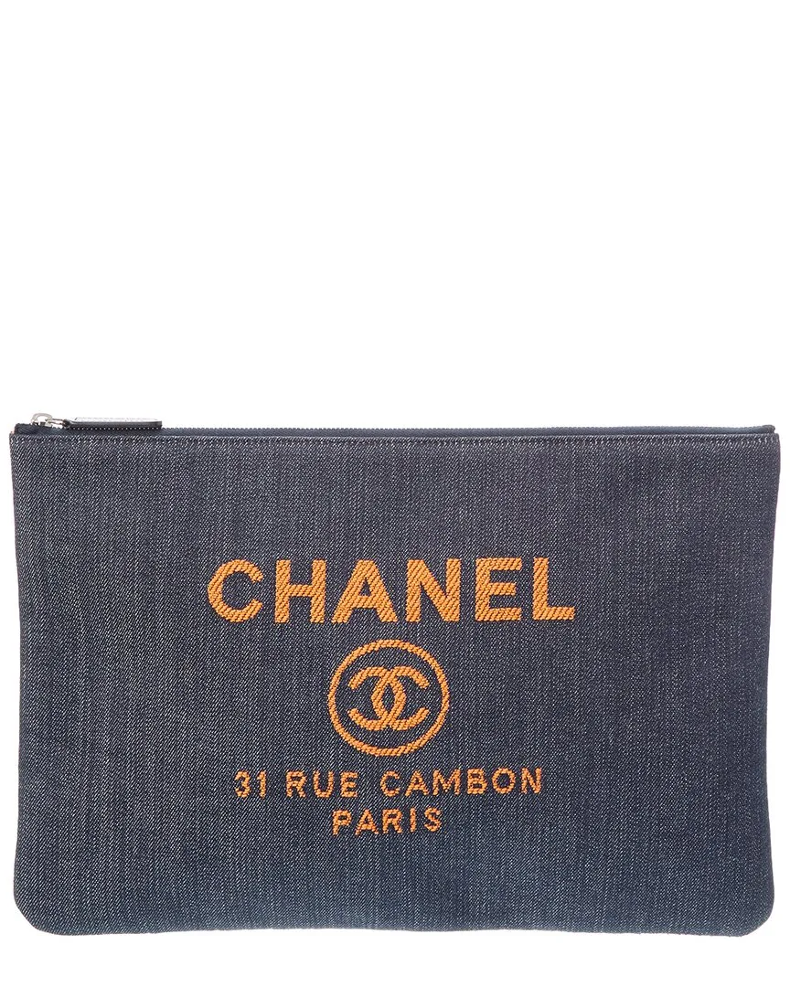 Blue Denim Medium Deauville Clutch (authentic Pre-Loved) by CHANEL