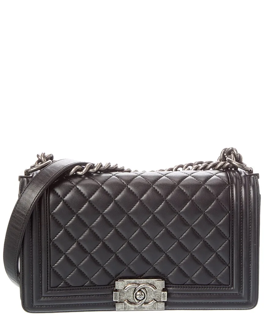 Black Quilted Lambskin Old Medium Boy Flap (authentic Pre-Loved) by CHANEL