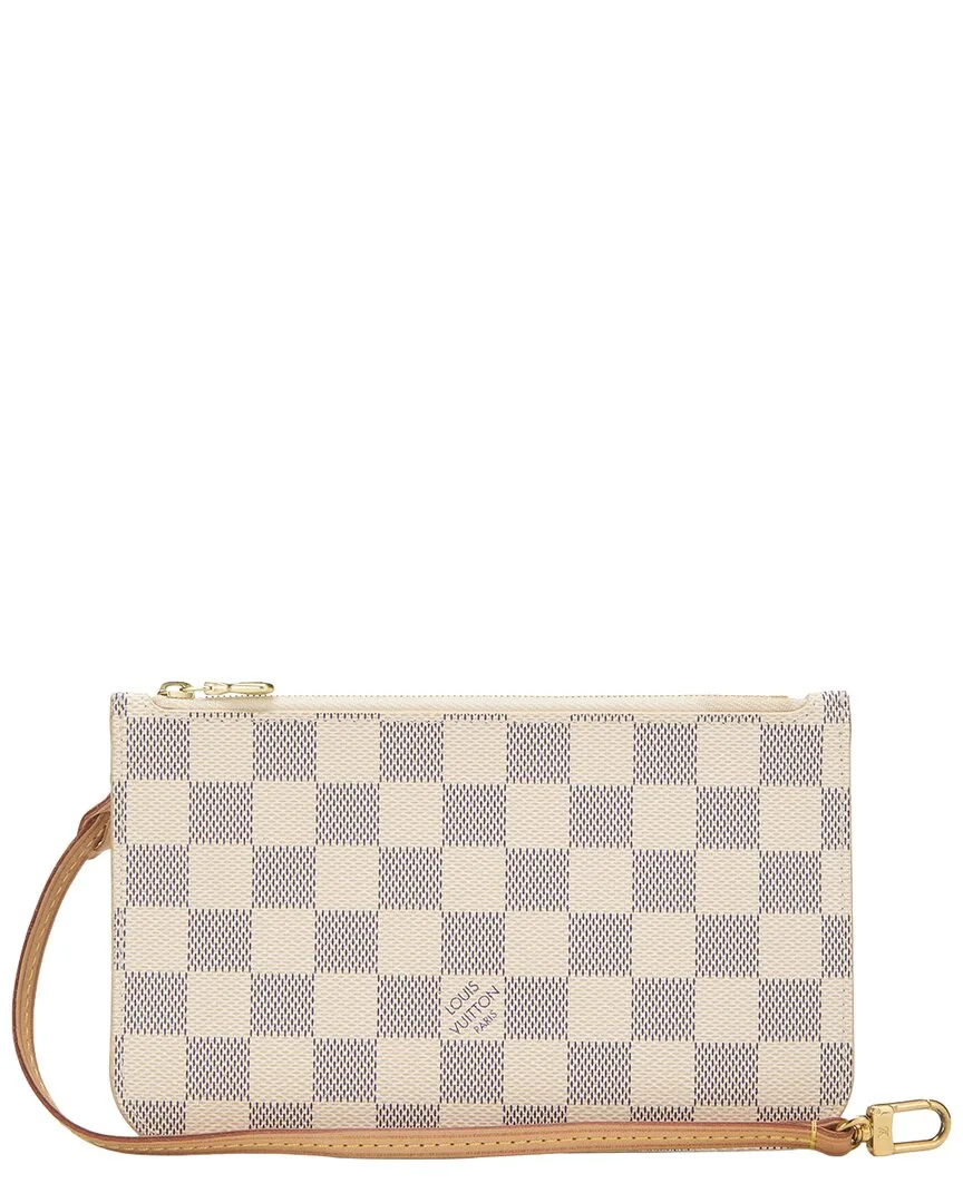 White Damier Azur Coated Canvas Neverfull Pouch Nm Pm (authentic Pre-Loved) by Louis Vuitton