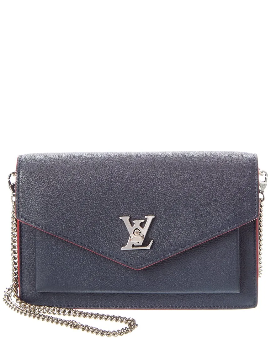 Navy Leather My Lockme Chain Bag Bb (authentic Pre-Loved) by Louis Vuitton