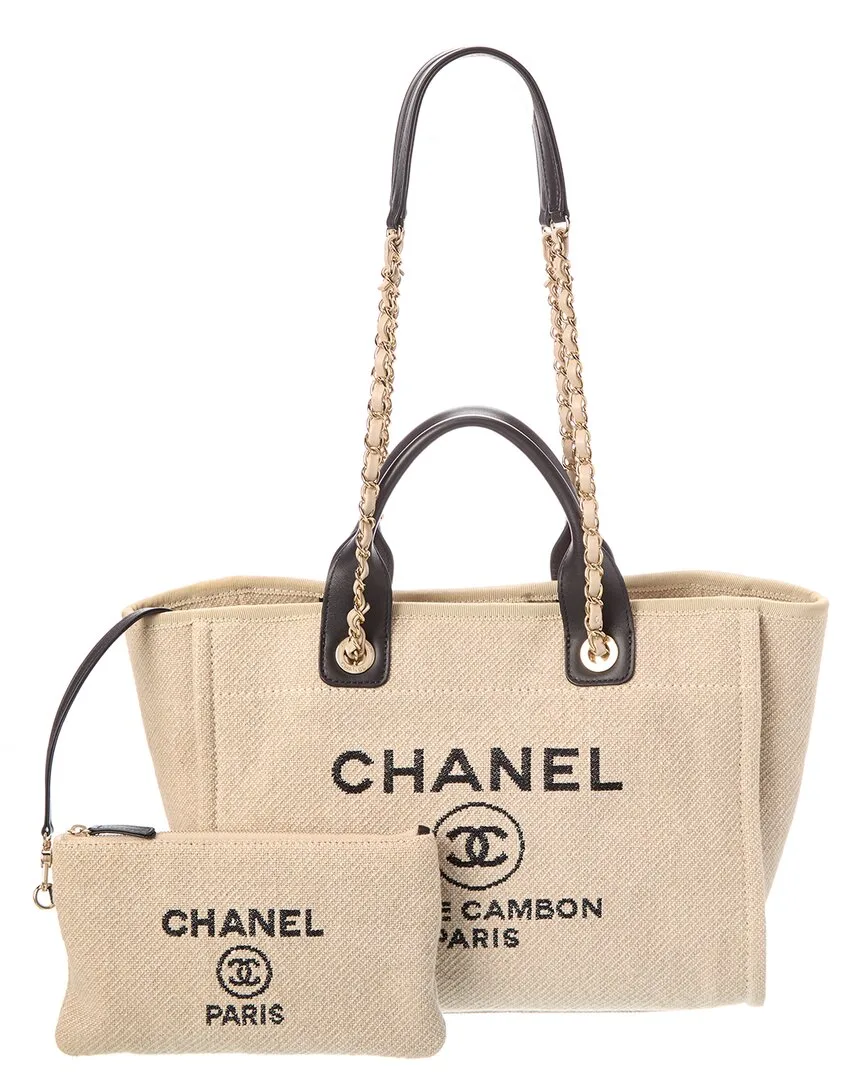 Beige Canvas Deauville Small (authentic Pre-Loved) by CHANEL