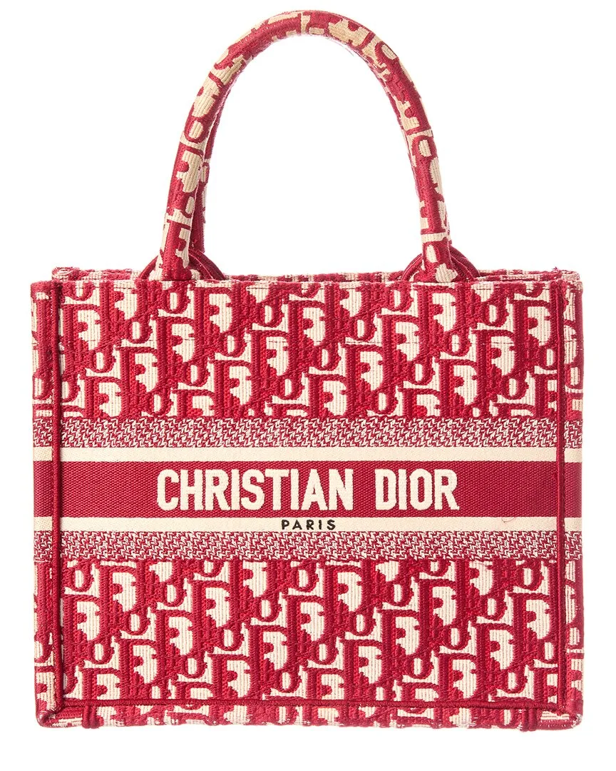 Red Canvas Book Tote Small (authentic Pre-Loved) by Dior