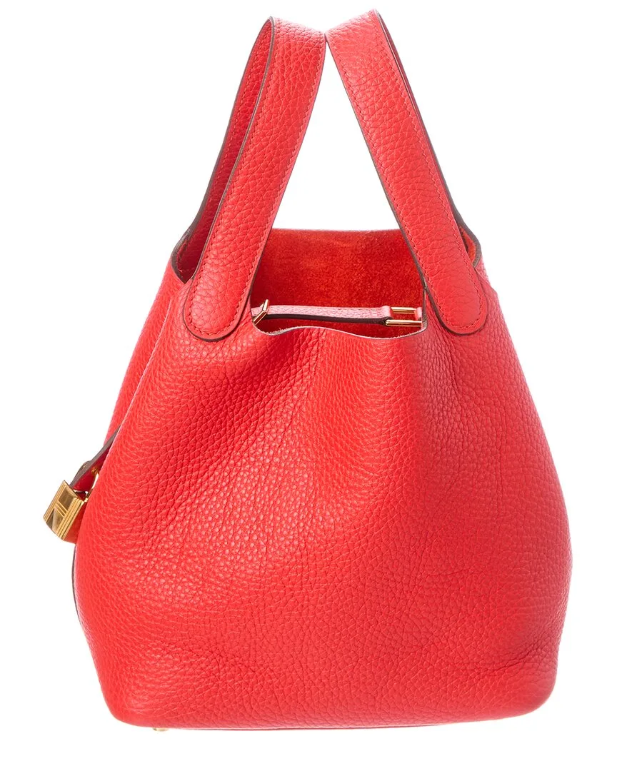 Red Clemence Leather Picotin Lock 18 (authentic Pre-Loved) by Herms