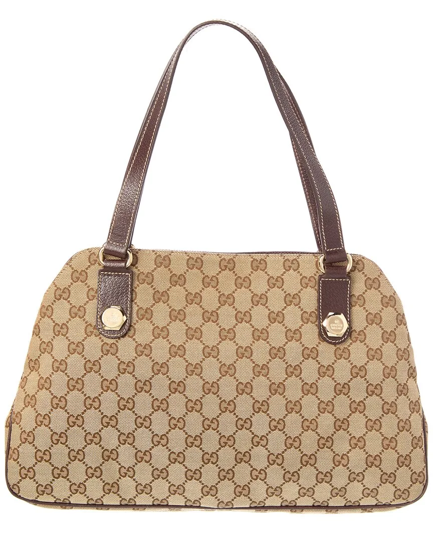 Brown Canvas & Leather Charmy Pocket Tote (authentic Pre-Loved) by Gucci