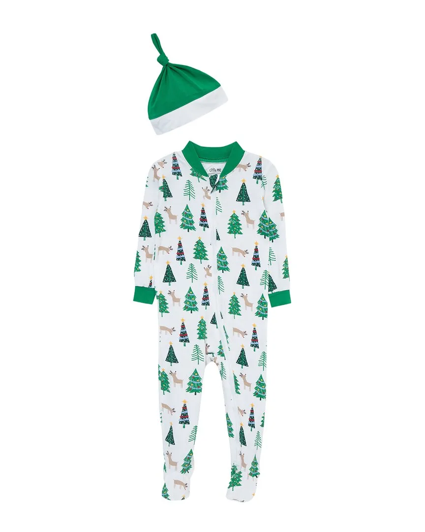 Christmas Tree Zip Front Footie by Little Me