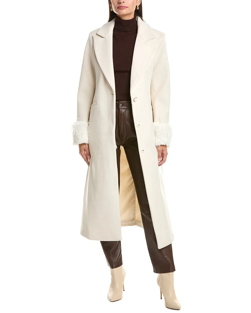 Feather Cuff Maxi Coat